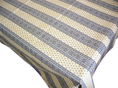 French coated tablecloth (Ste Lucie. raw x blue) - Click Image to Close
